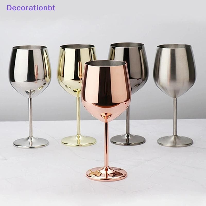 Decorationbt 500ML Taça De Aço Inoxidável Vinho Tinto Cocktail Vidro Inquebrável Metal Alto Champanhe Barra KTV Estilo E