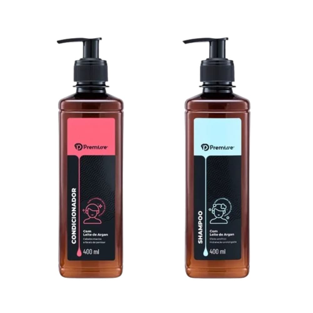 Kit Shampoo Condicionador Premisse 400ml Cuidado Diário Cabelo Limpo Antifrizz Liso Cacheado Pontas