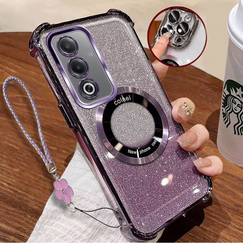 Capa de telefone A5 5G OPPO A3 PRO 5G A80 Transparente Magnético Carregamento Rápido Capa de Silicone Macio Estilo Cordã