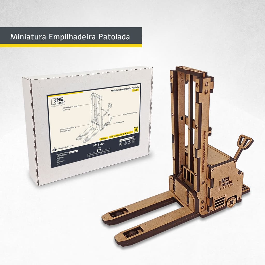 Miniatura Logística Empilhadeira Patolada Escala 1:18 Maquete Diorama Puzzle 3D