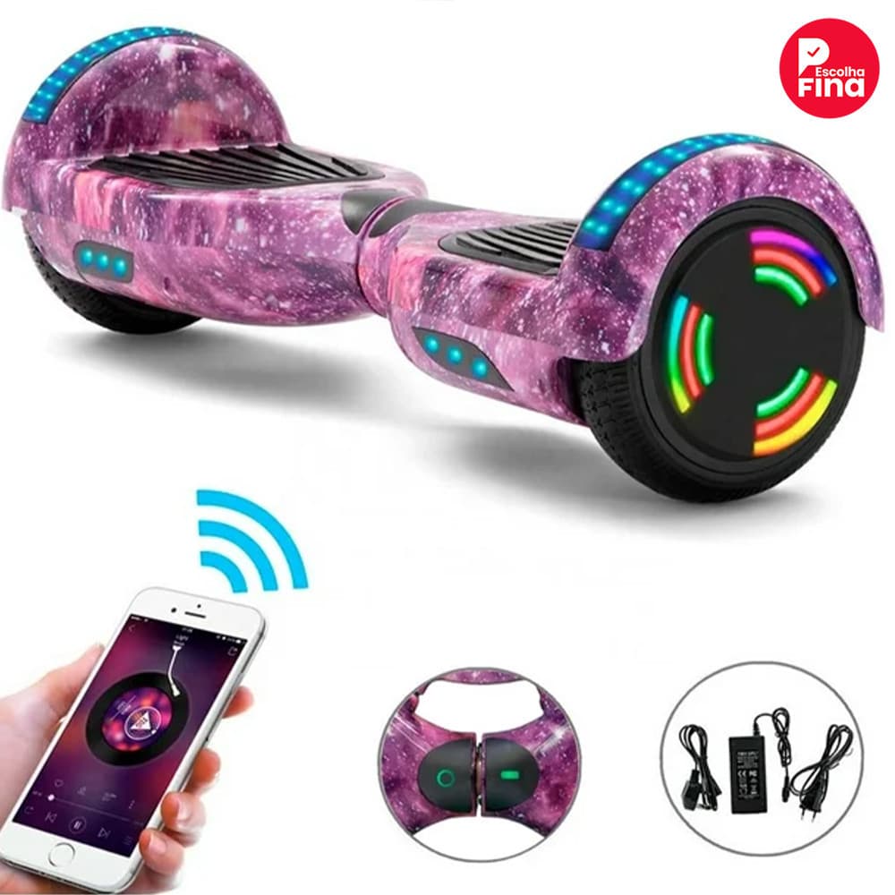 Overboard Infantil 6.5" - Skate Elétrico com Caixa de Som Bluetooth e Bateria Longa Duração