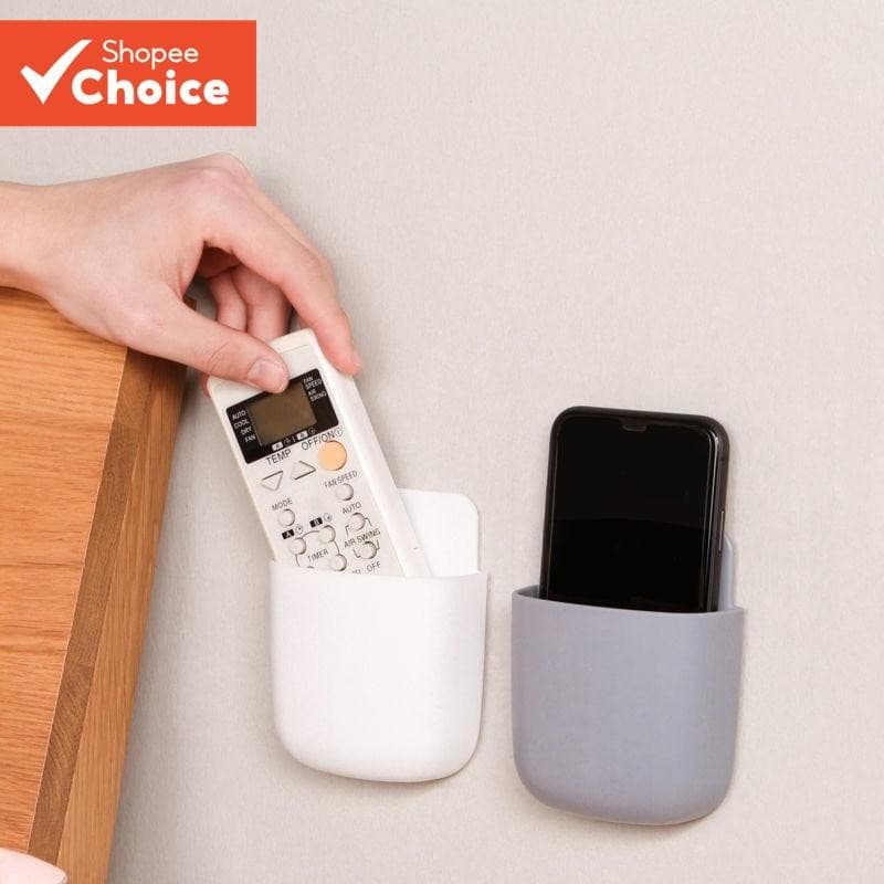 Caixa de Armazenamento Montada na Parede com Suporte de Plugue e Controle Remoto para TV e Ar Condicionado