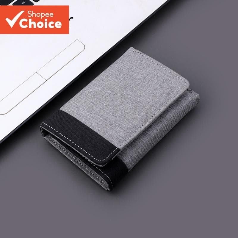 Carteira Tripla Masculina De Lona Simples – Bolsa Casual Multicartões De Grande Capacidade Para Documentos E Uso Moderno