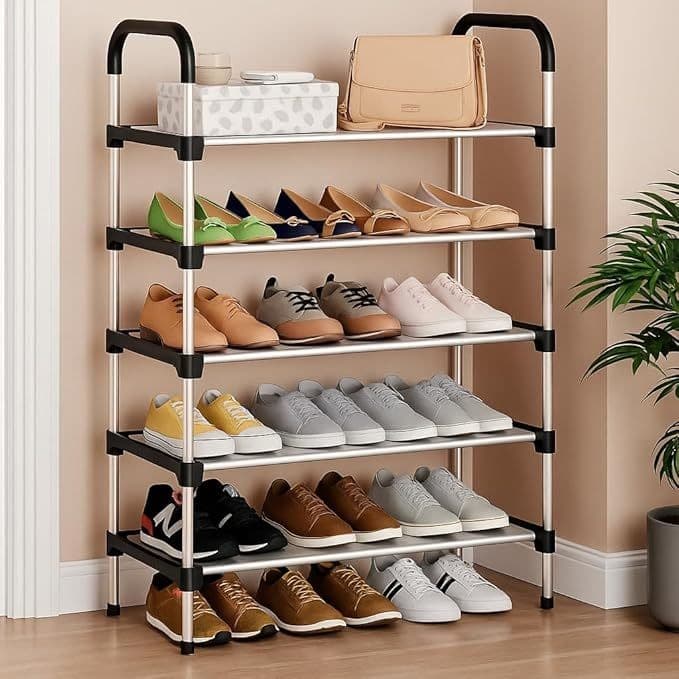Sapateira Vertical 5 Prateleiras Aço e Plástico - Organizador de Calçados Para Armário E Closet - Fácil Montagem