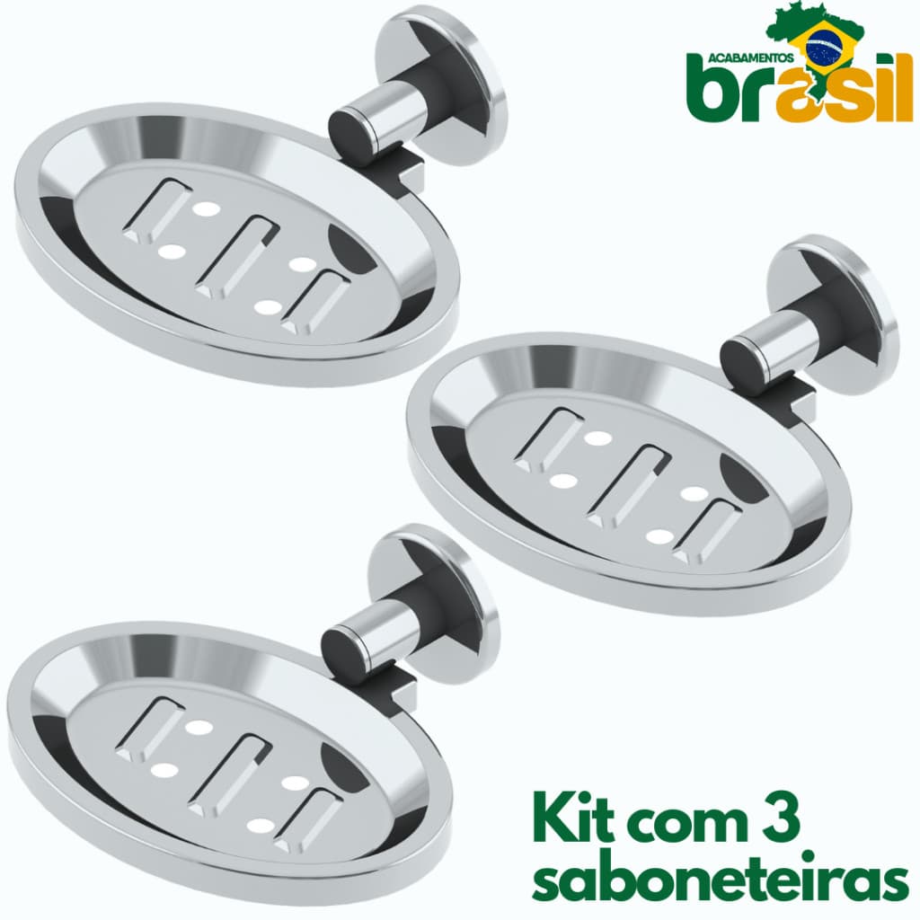 Acessorio banheiro inox Saboneteira Porta Sabonete Kit com 3 saboneteiras
