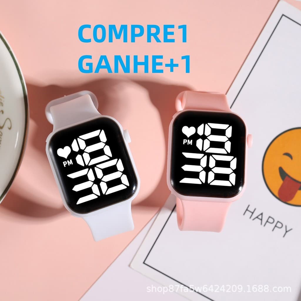 KIT2Relógio de corrida digital LED à prova d'água unissex