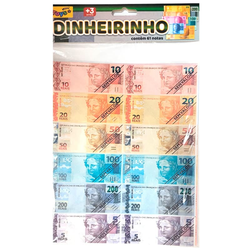 Dinheirinho de brinquedo 61 cédulas