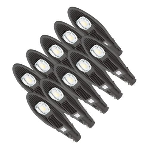 Kit 10 Luminária Pública Led Branco Frio 6500k Refletor Pétala Bivolt 50w
