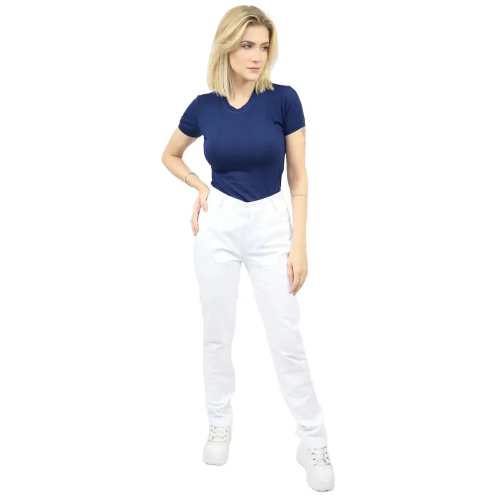 Calça Branca Feminina cós 1/2 Elástico Plus Size
