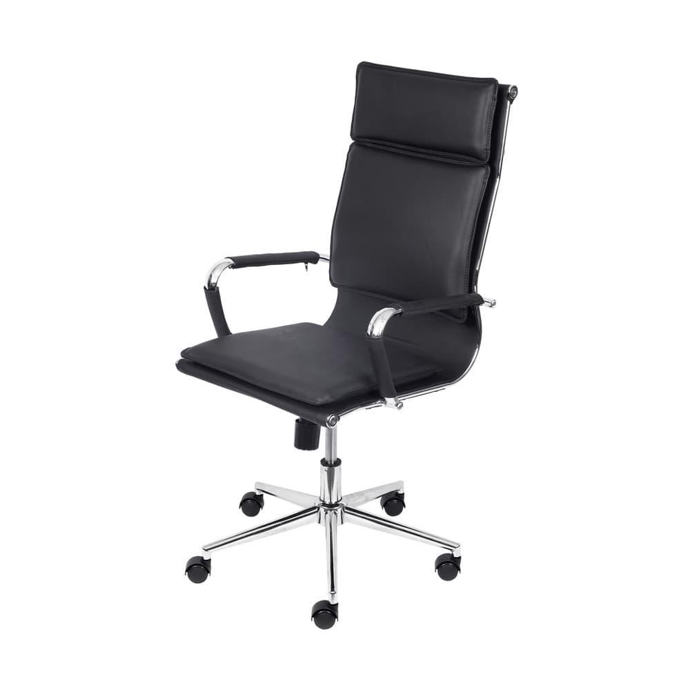 Cadeira De Escritório Giratoria Eames Soft Preta - Alta | Cromado