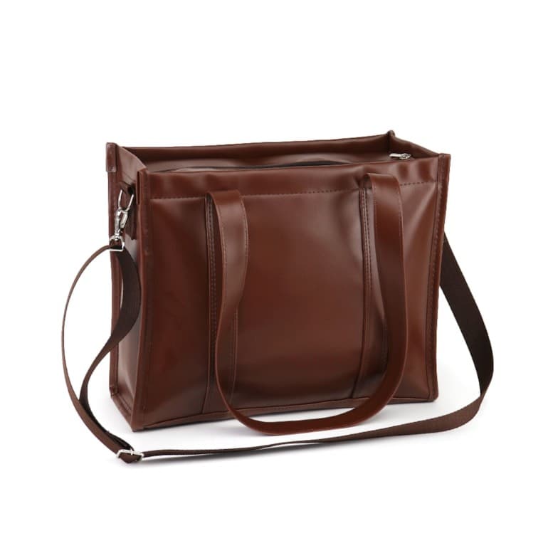 Bolsa Tote Midi com Alça Marrom Cacau
