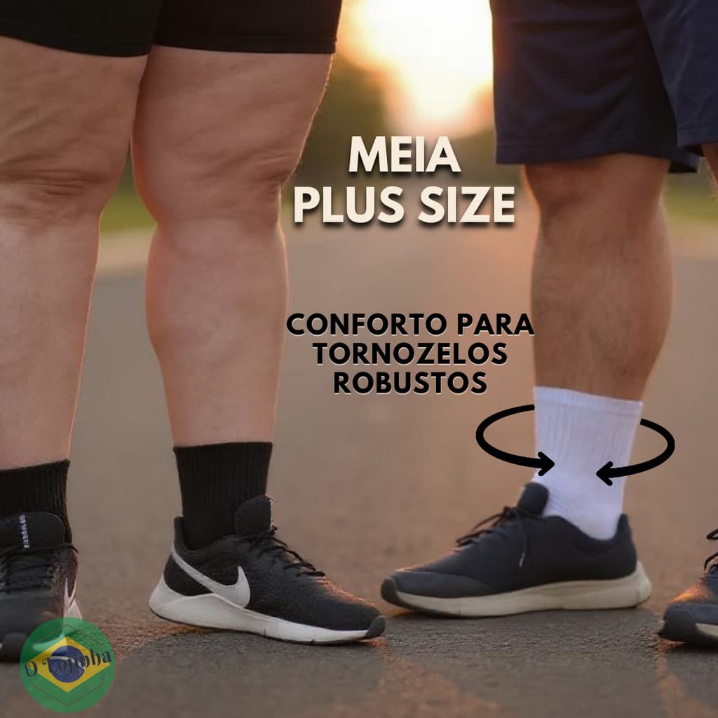 Meia Plus Size Cano Longo Algodão Unissex Lisa  Esporte Casual