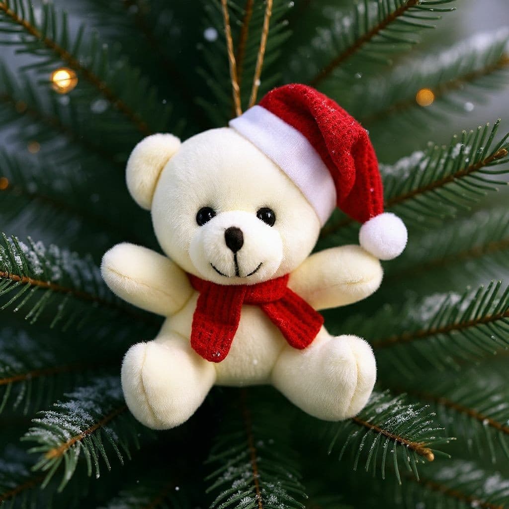 Kit 10 Ursinho de Natal Branco Cachecol Urso Pelúcia Pequeno