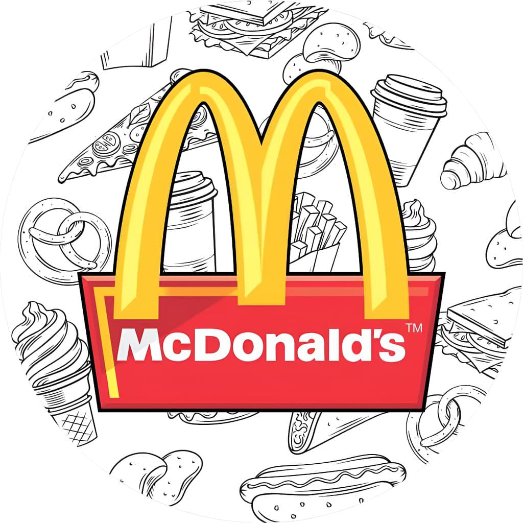 Capa Mini Painel Redondo 50cm Tema McDonald’s Decoração Mesa Festa Infantil