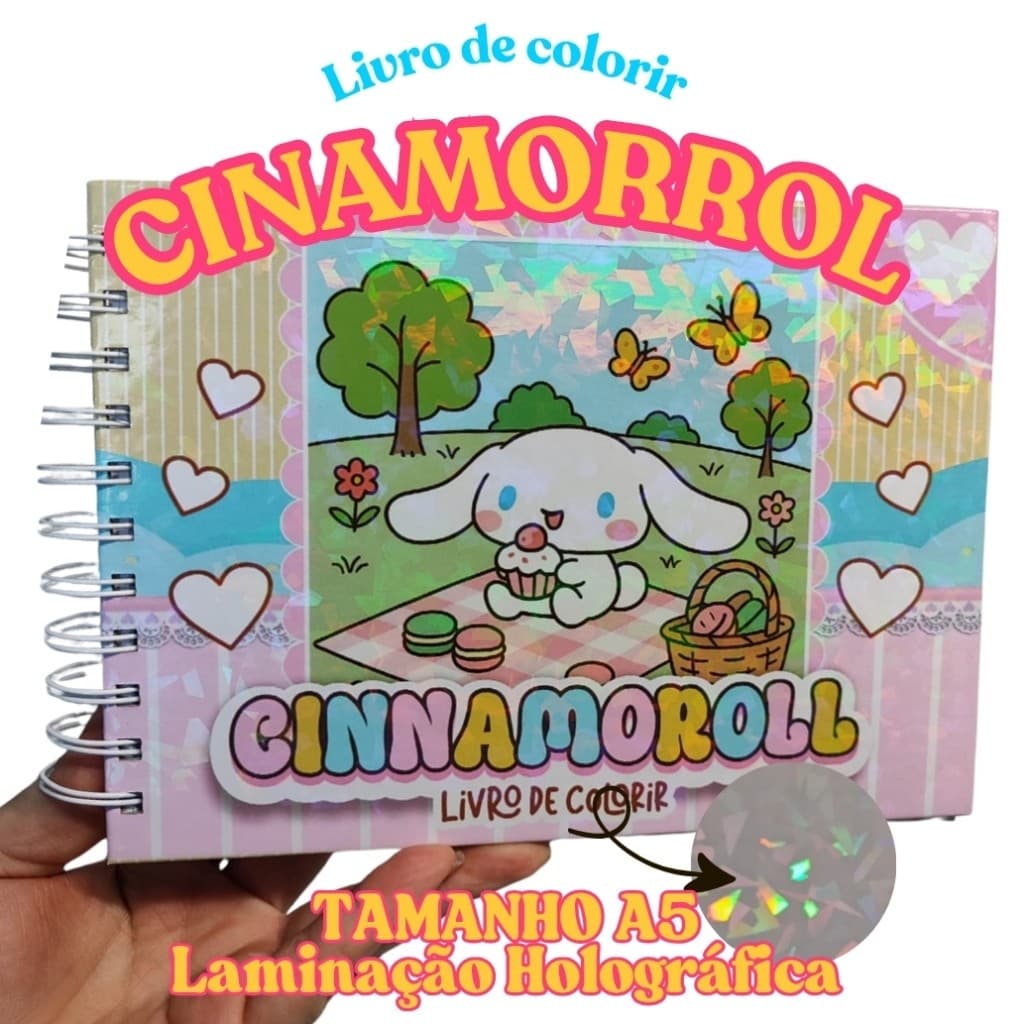 Caderno de colorir Cinnamoroll coloring book CINAMOROL CAPA DURA caderno de pintura