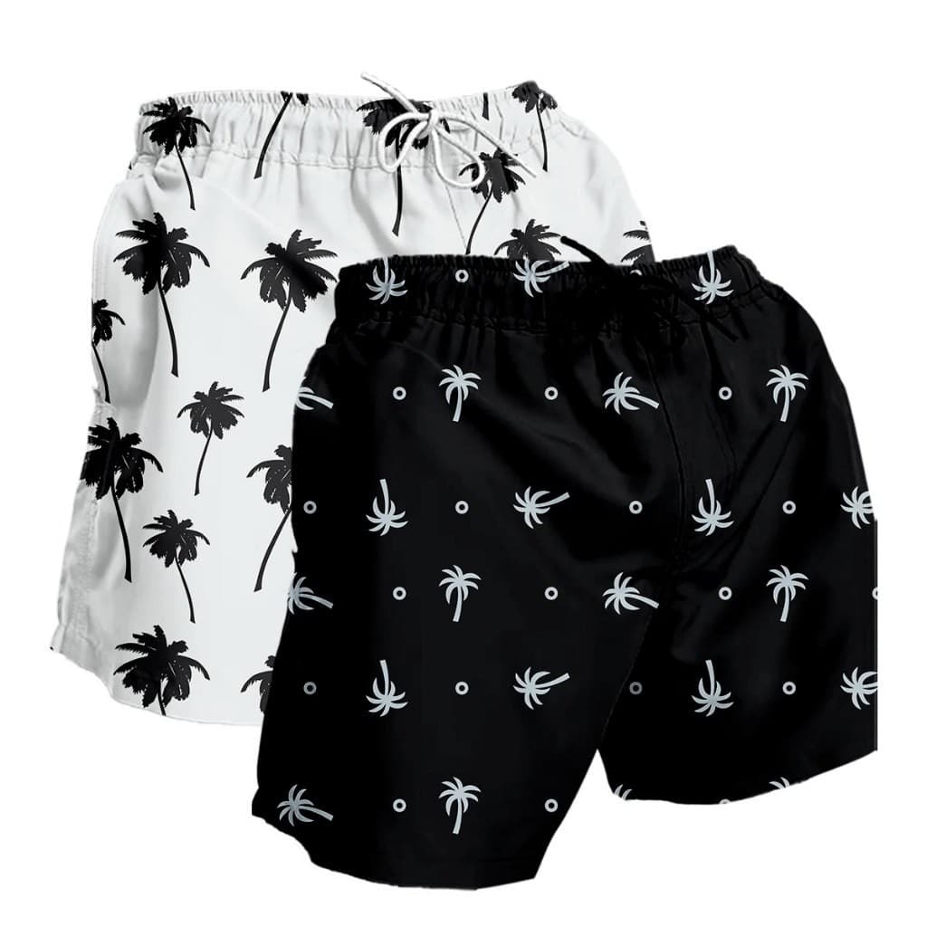 Kit 2 Shorts Masculinos Plus Size Tactel Estampado G1 G2 G3 Praia Casual Leve Conforto Ver茫o Moda