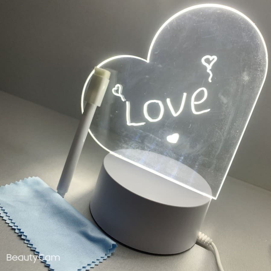 Luminária Lousa Recado 3D Tela Escrever Decoração Criativa Placa Mensagem Com Pano De Limpeza E Marcador Top Estilo