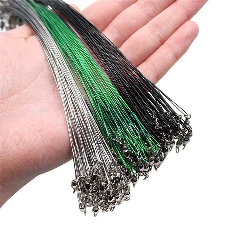 40Pçs/Lote Anti Mordida Líder Fio De Aço Linha Pesca Com Giro Acessório Núcleo Chumbo Leash 15-30cm