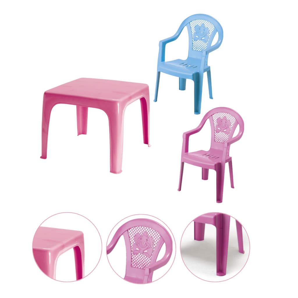 Mesinha Infantil Rosa 46x38cm+2 Cadeira Poltroninha Kids Rosa e Azul