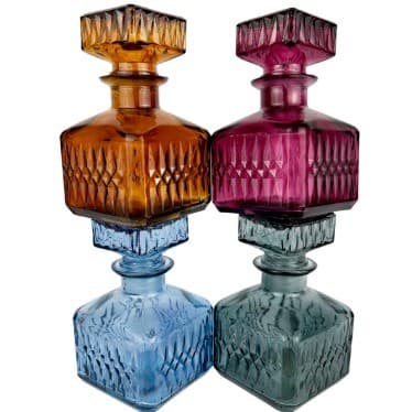 Garrafas Vidro Licoreira Colorida Decoração Frasco Lapidada Whisky Licor Quadrada Media Cores