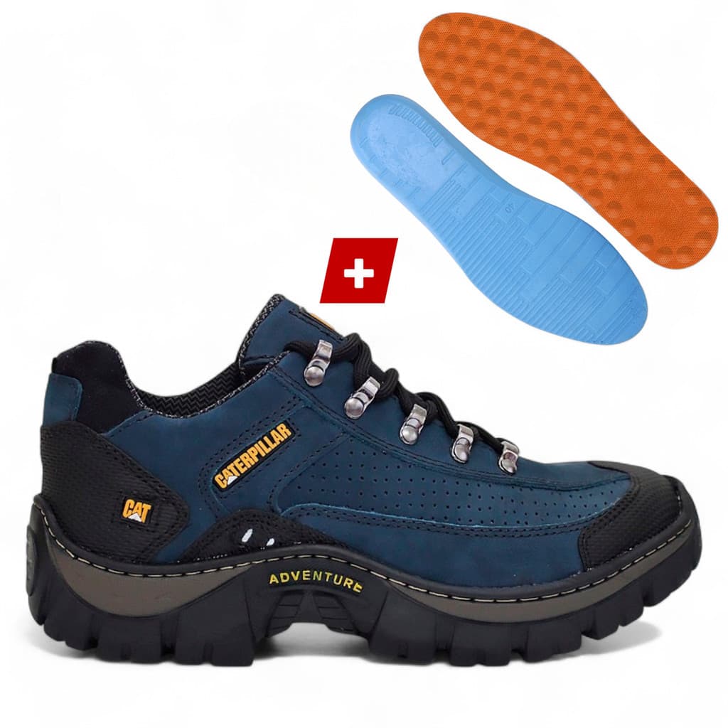 Kit Tenis Bota Caterpillar CAT Masculino Adventure Trilha Solado Costurado Antiderrapante Palmilha GEL