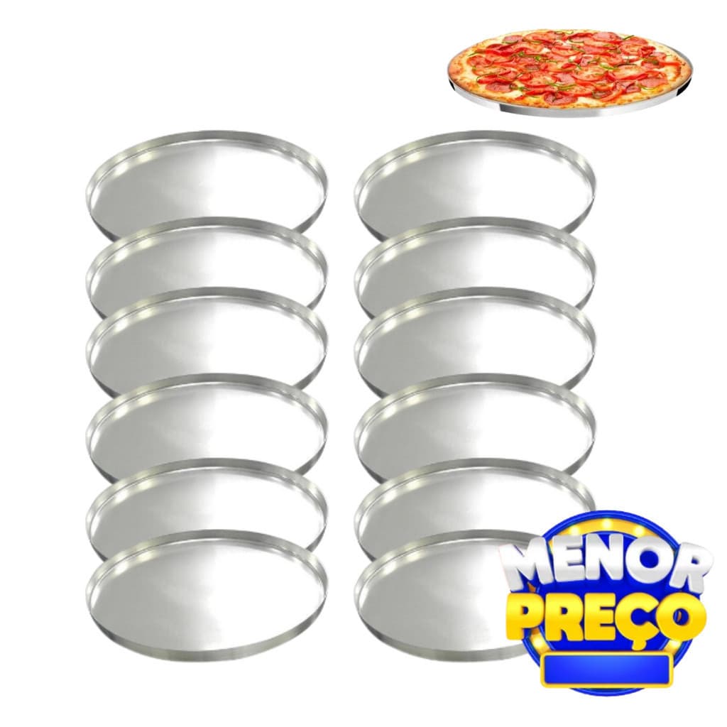 Forma Pizza Brotinho Kit Com 10 Peças Em Alumínio N° 16