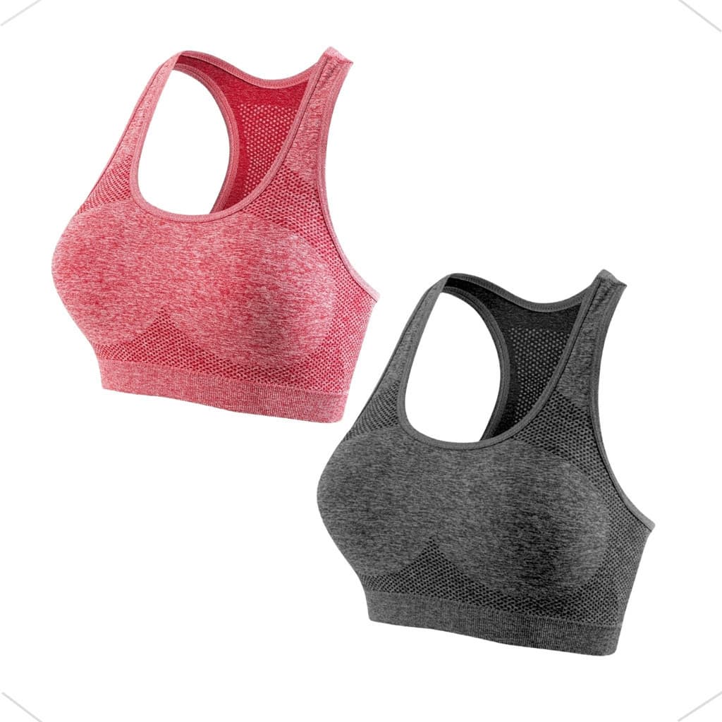 Kit 2 Tops Com Bojo Esportivo Fitnes Academia Vermelho Cinza
