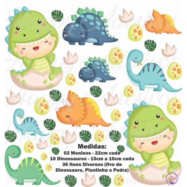 Adesivo de Parede Decoração de Quarto de Menino Infantil Baby Dinossauro Dino Colante Dino DCM