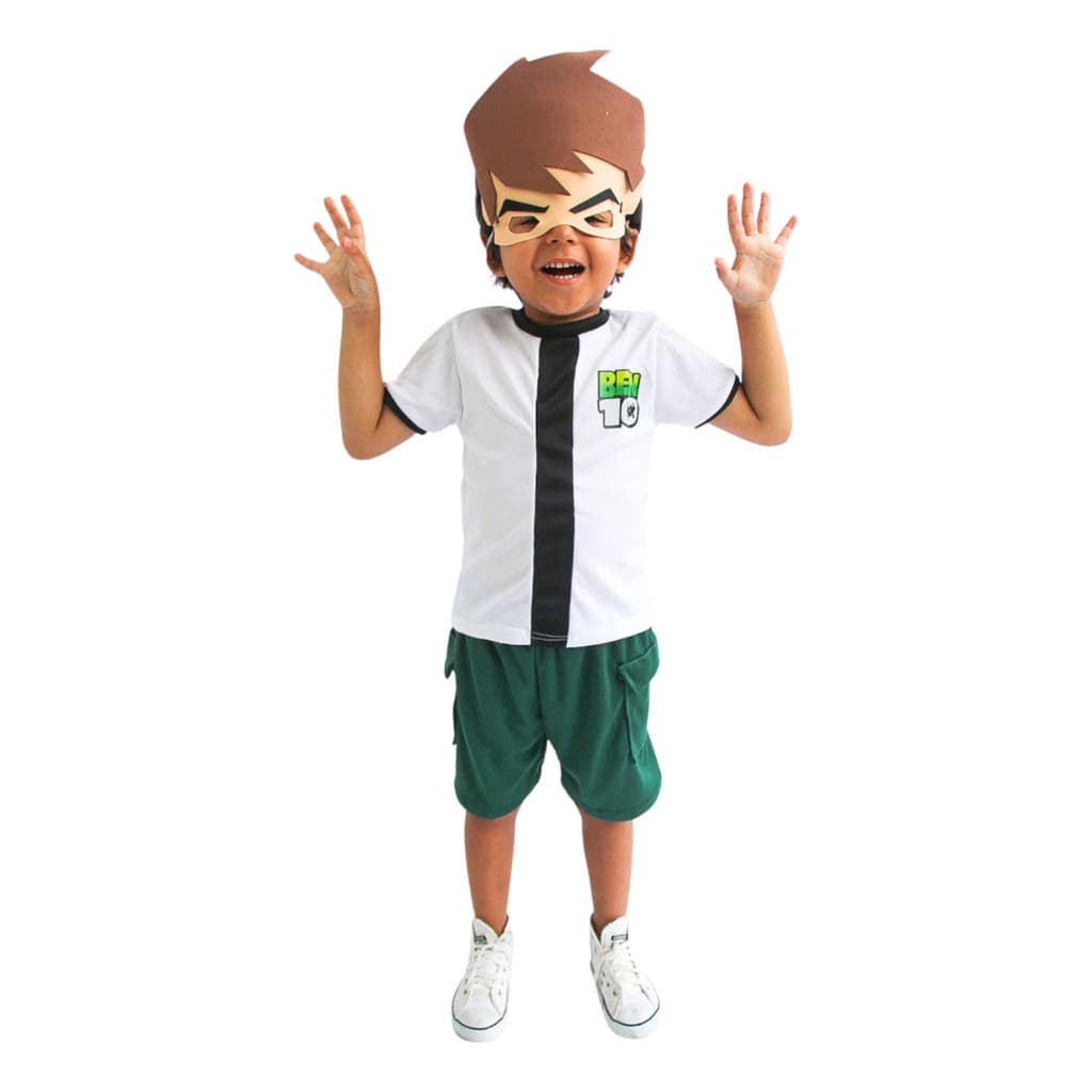 Fantasia Infantil Do Ben 10 Conjunto Com Mascara Eva