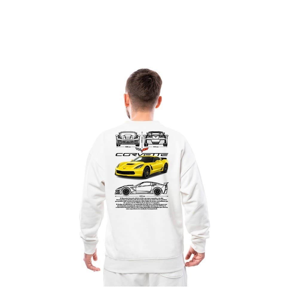 Moletom Casaco De Frio Carro Gola Redonda Careca Corvette Z06 6.2 V8 Supercharge