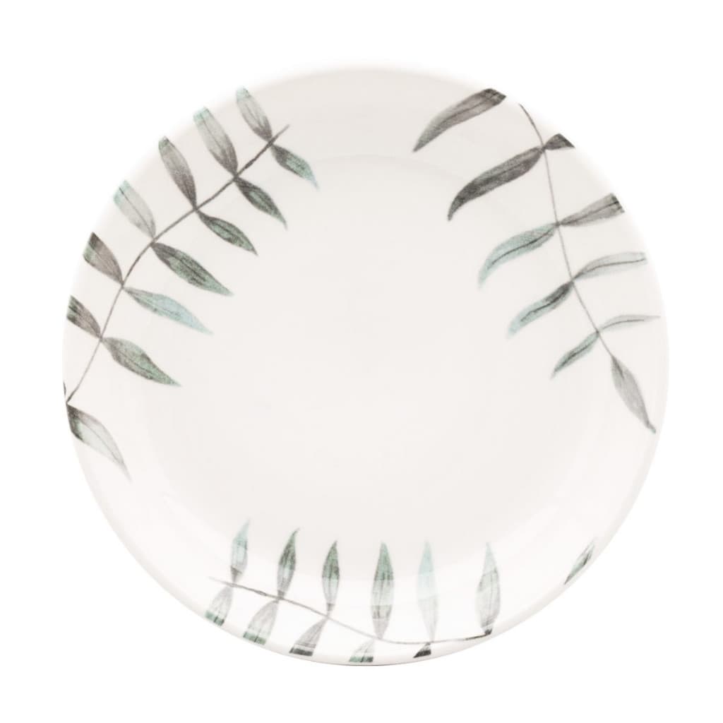 Prato Fundo Flat Samambaia 20,5cm Cerâmica Oxford