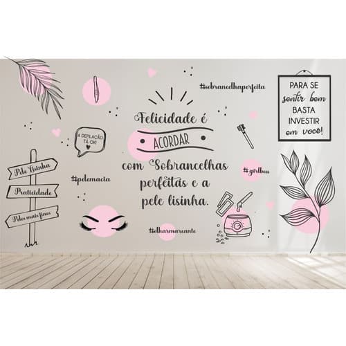 Papel de Parede Adesivo Estética Sobrancelha Depilação Mulher | Decoração Feminina C97