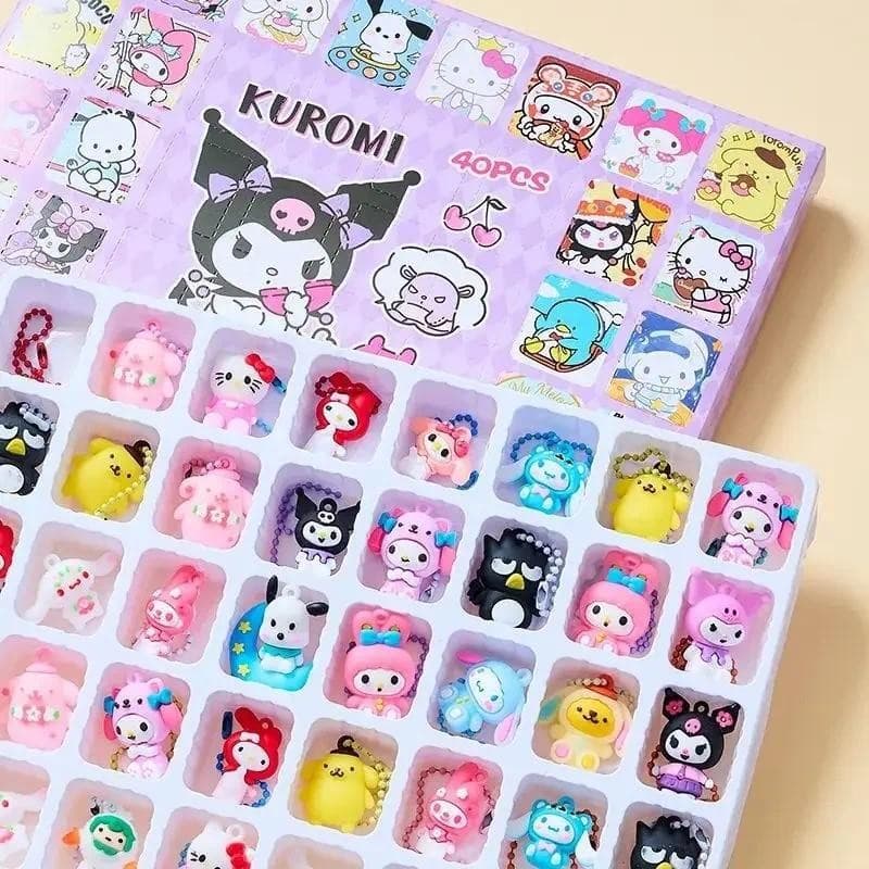 40 Pçs Sanrio Hellokitty Melodia Boneca Dos Desenhos Animados Caixa De Presente Buraco Roupa Das Crianças Artesanal Bonito Surpresa Cega Aniversário Da Menina