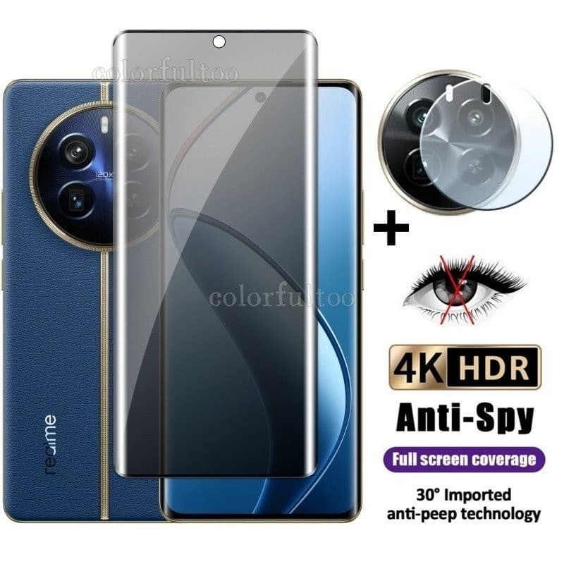 2IN1 3D Private Screen Saver Curve for Realm 12 Pro Plus 12Pro 12 12x Realme12X 5G 9H Full Anti-Spy Cover Privacy Temper