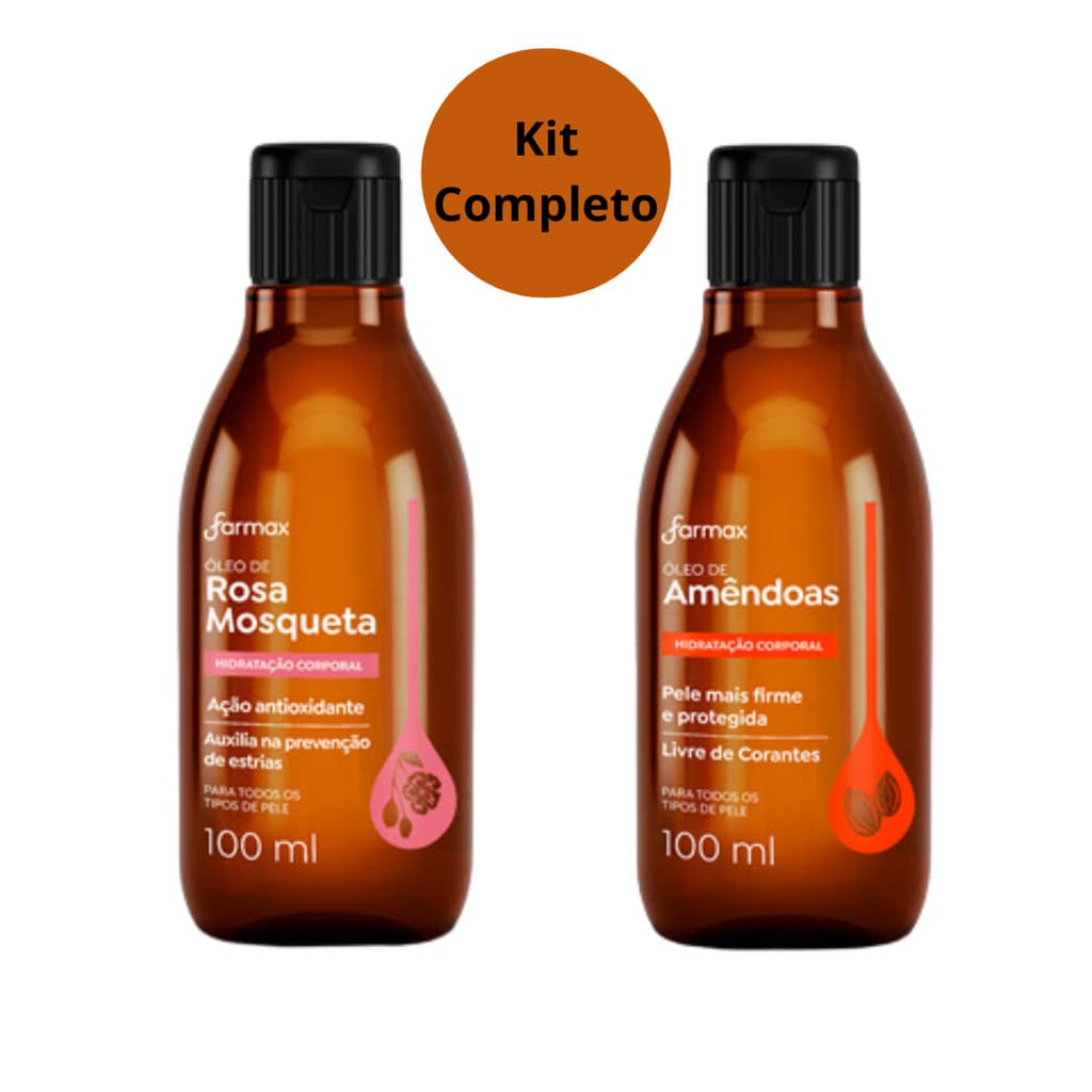 Óleo De Amêndoas E Rosa Mosqueta Capilar E Corporal Farmax 100ml