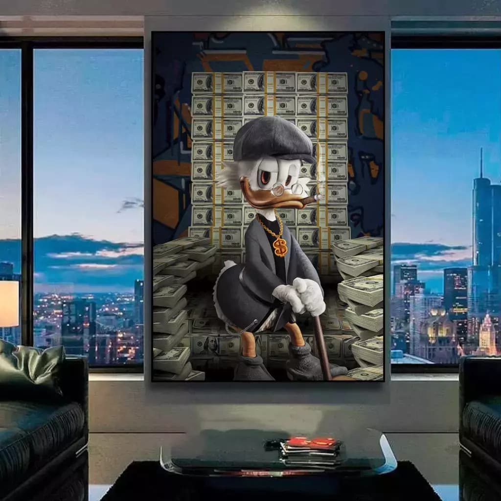Quadro Decorativo 110x80cm  Triunfo Tio Patinhas Hall da Luxo Sala Quarto Casa Decoração De Parede Mdf Adesivo