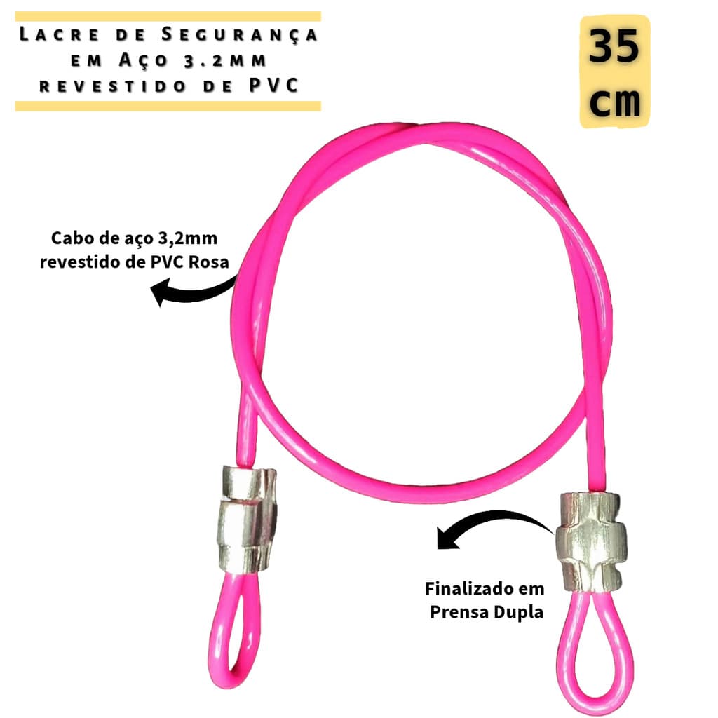 Lacre em Cabo de Aço 35cm Revestido Security bag Trava Ziper Malas Mochilas Bike Capacete