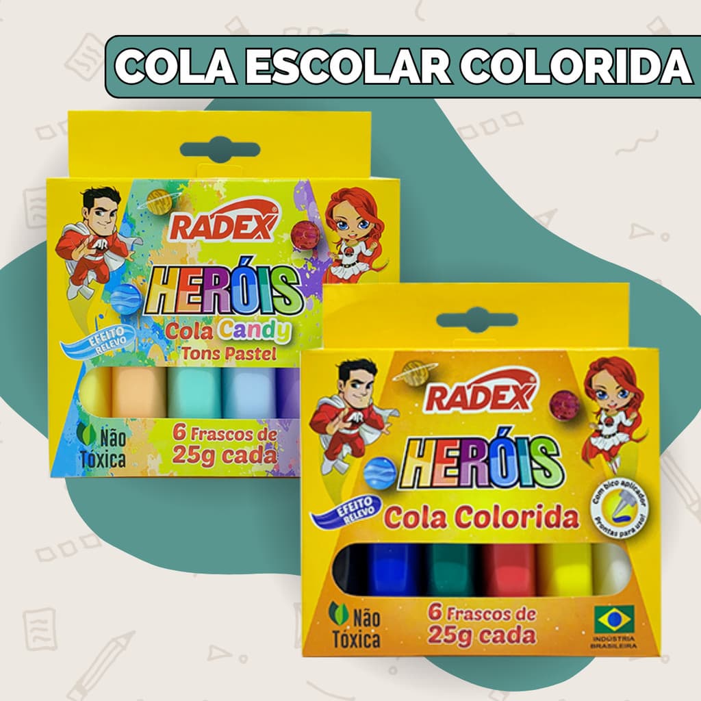 Cola Colorida Tons Pastel Neon Glitter Líquida Bastão - Escolha Seu Kit