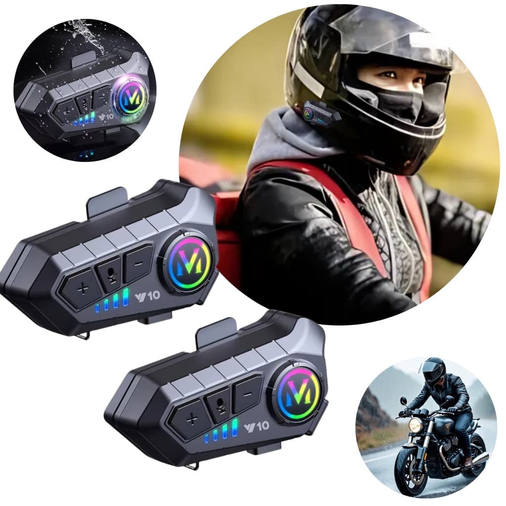 Kit 2 Fones de Ouvido para Capacete Moto com Microfone Bluetooth À Prova D'água Intercomunicador Sem Fio Viagem