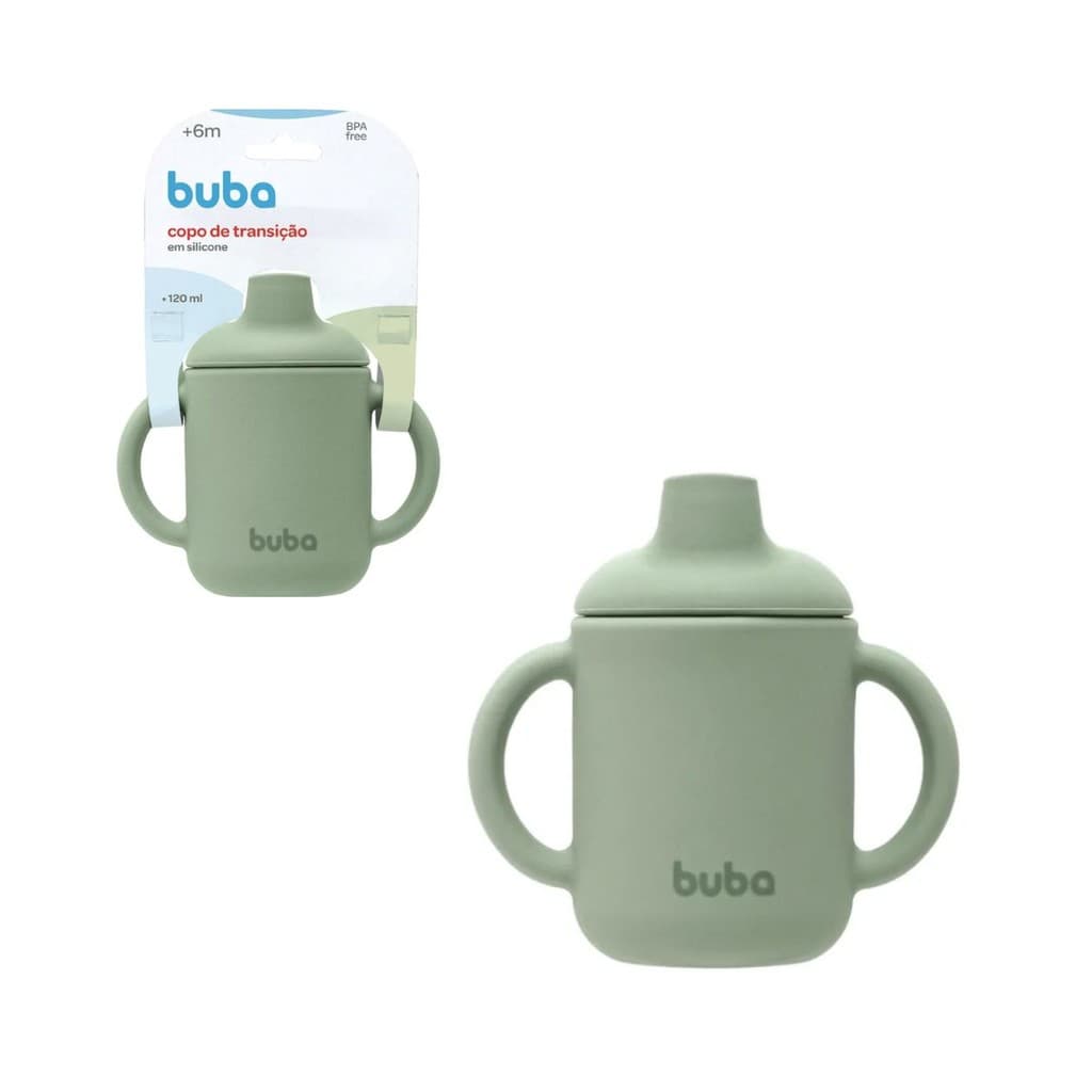 Copo de Transição em Silicone Bebês 120ml Verde Buba