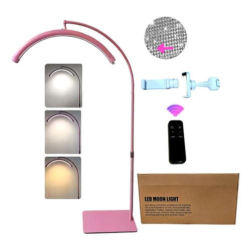 Ring Light Profissional Led Estética Lasher Desgni Meia Lua Rosa Rosa Bicolor
