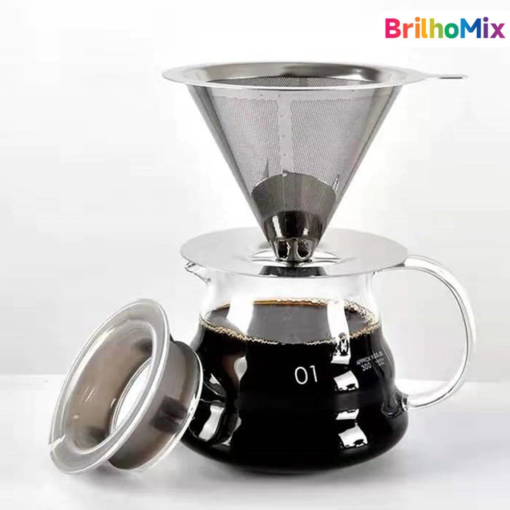 Filtro de Café Inox Reutilizável - Coador para Chá e Café com Tecnologia Pour Over Alta Qualidade