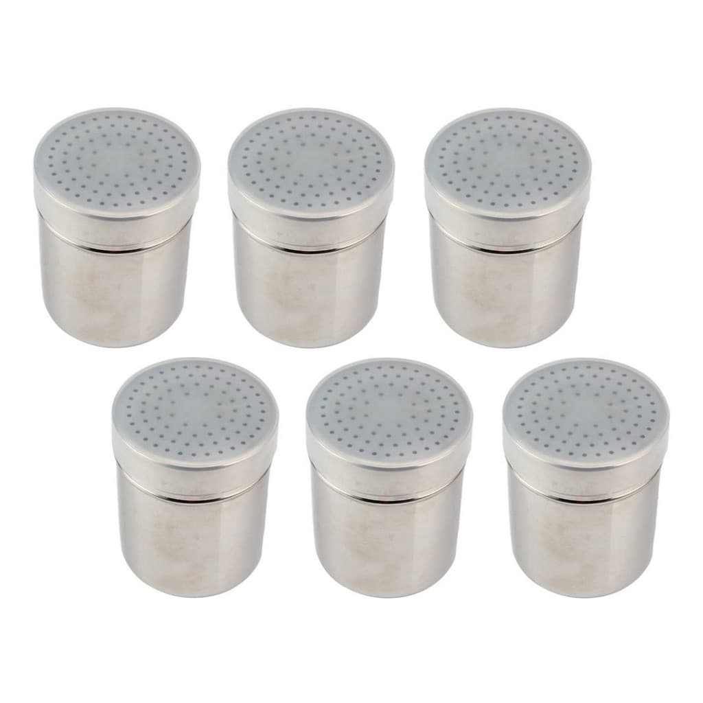6 Saleiros Porta Temperos Polvilhador Shaker Inox com Tampa