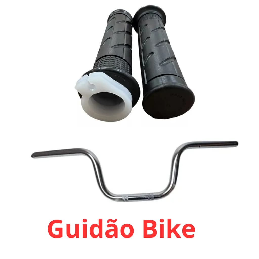 Guidão Bike Moto Cg Titan Fan  Cromado com Manopla e roldana