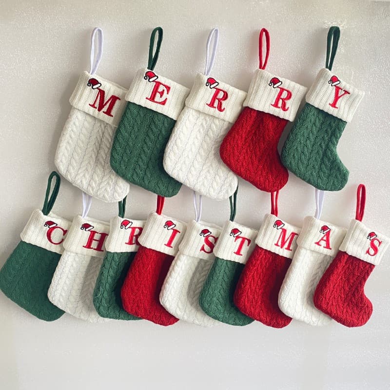 Meia de Natal LB Letras em Malha Letras de Natal Meias de Natal Árvore de Bolsa de Personalizada SZ7K