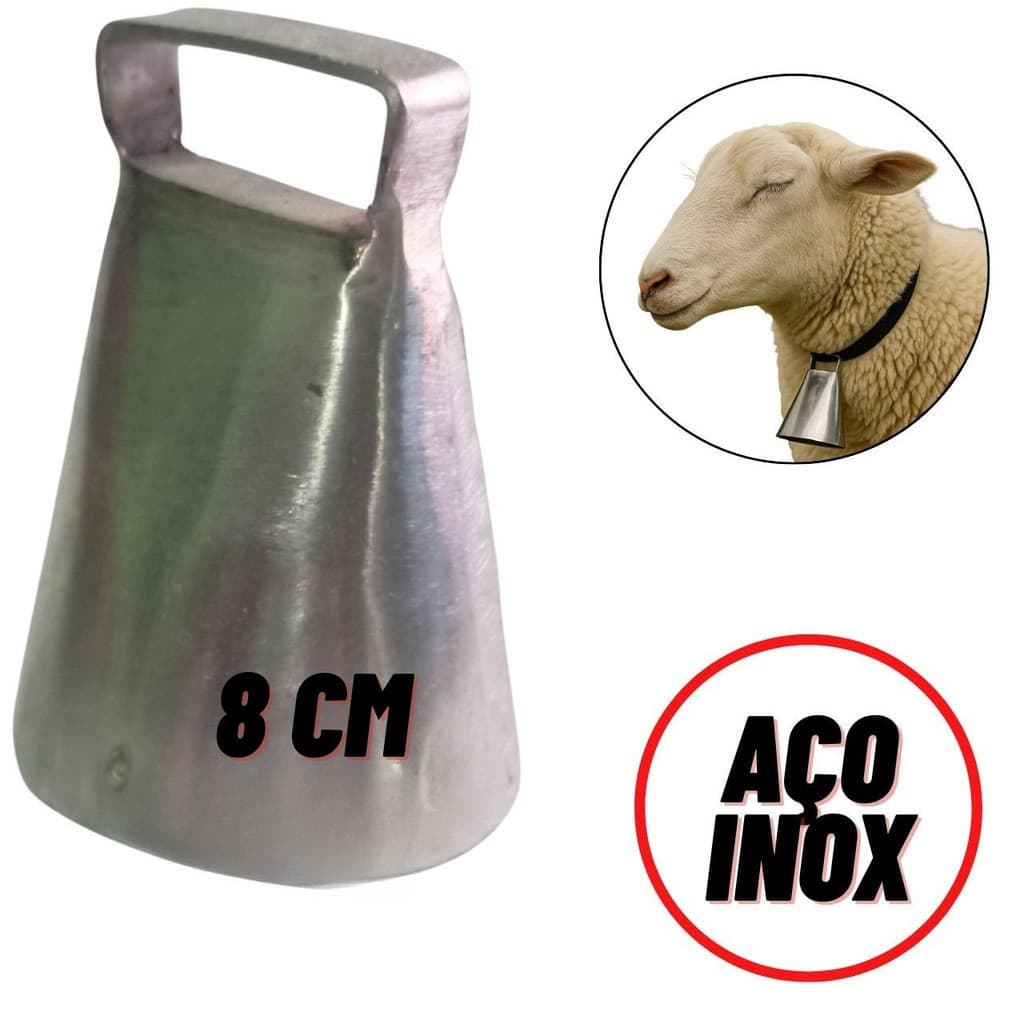 Sino Para Cabras de inox Sincerro Pequeno Bode Cabritos Bezerros Garrotes Boi Vaca pequeno 8 cm