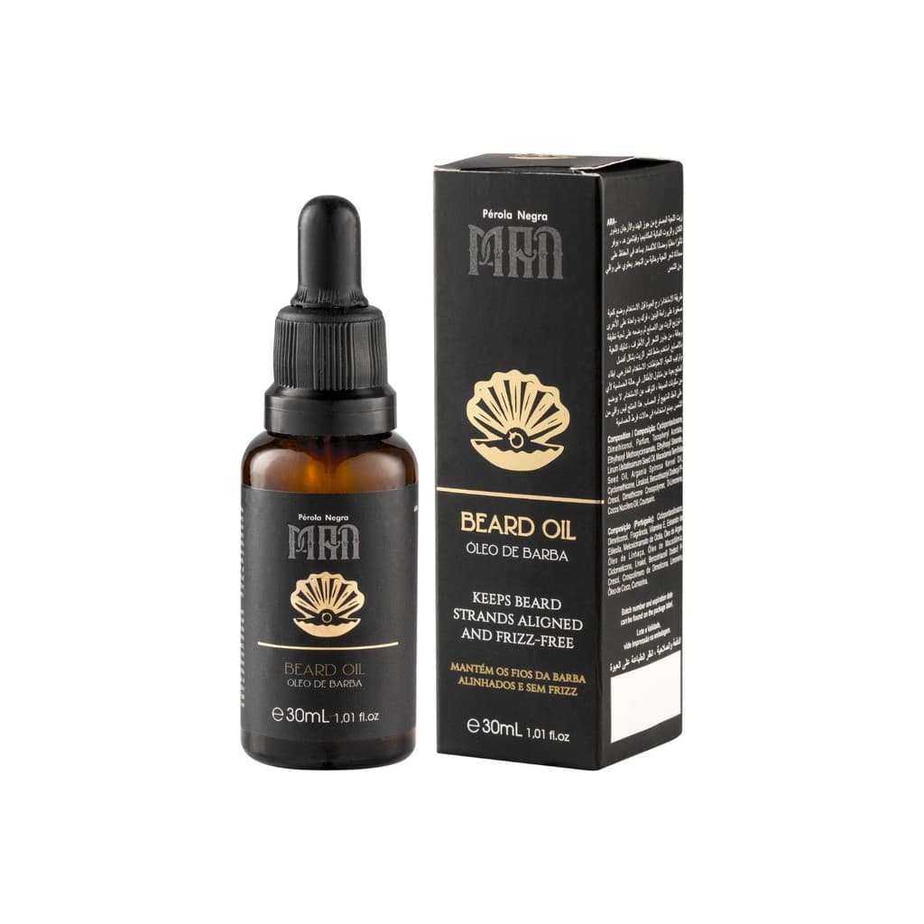 Óleo de Barba para homens, mantém os fios da barba alinhados e sem frizz 30ml - Pérola Negra