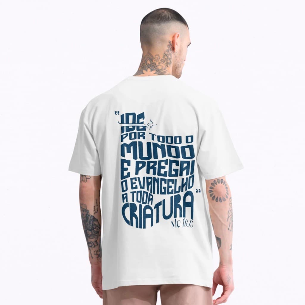 Camiseta Camisa T-shirt 30.1 Cristã Ide Por Todo Mundo E Pregai O Evangelho  Casual Algodão Moda Evangélica Envio imedia