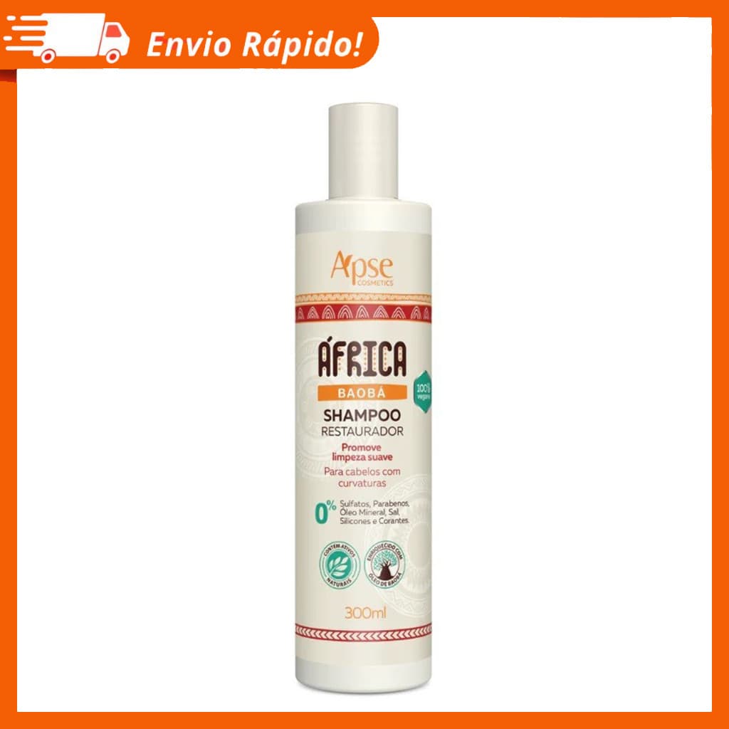 Shampoo Apice África Baobá Restaurador Limpeza Suave Restauração Intensa para Cachos 300ml - Apse