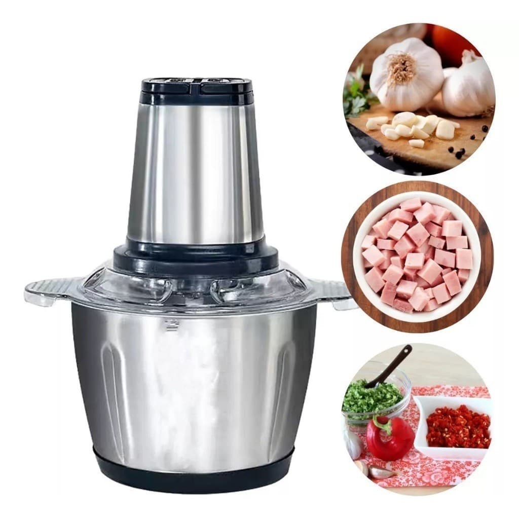 Picador De Alimentos 2L 3L Moedor Elétrico Triturador Potente Carne Legumes Temperos Inox 110v/220v